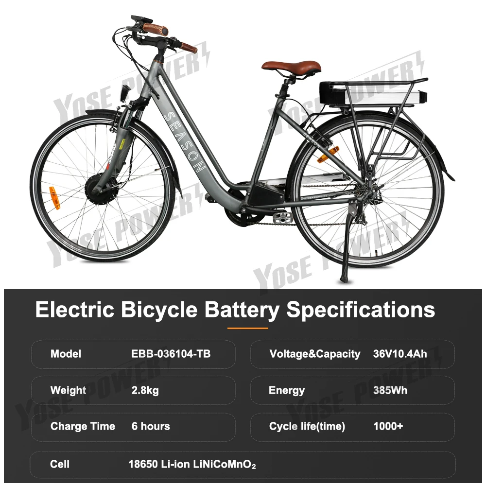 36V10.4Ah 350W Lithium E-Bike Li-oin Bottle Battery for Electric Bicycles 