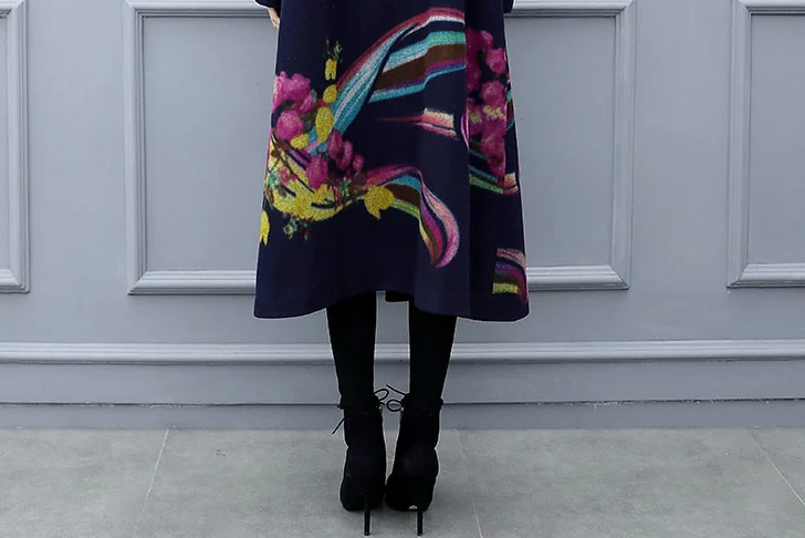Женская свободная шерстяная верхняя одежда больших размеров 5XL, Женская осенне-зимняя шерстяная куртка FIeece, новая Корейская версия, шерстяное пальто с цветком
