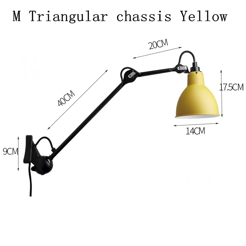 M Triangular Yellow Винтажный промышленный настенный светильник, скандинавский стимпанк-бра с сенсорным выключателем для гостиной, спальни, прикроватной тумбочки, лофт, столовой - Цвет абажура: M Triangular Yellow