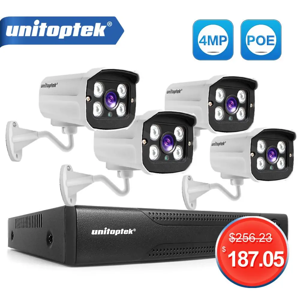 H.265 POE CCTV NVR комплект с 4 шт. 4MP IP камера Открытый HI3516D водонепроницаемый