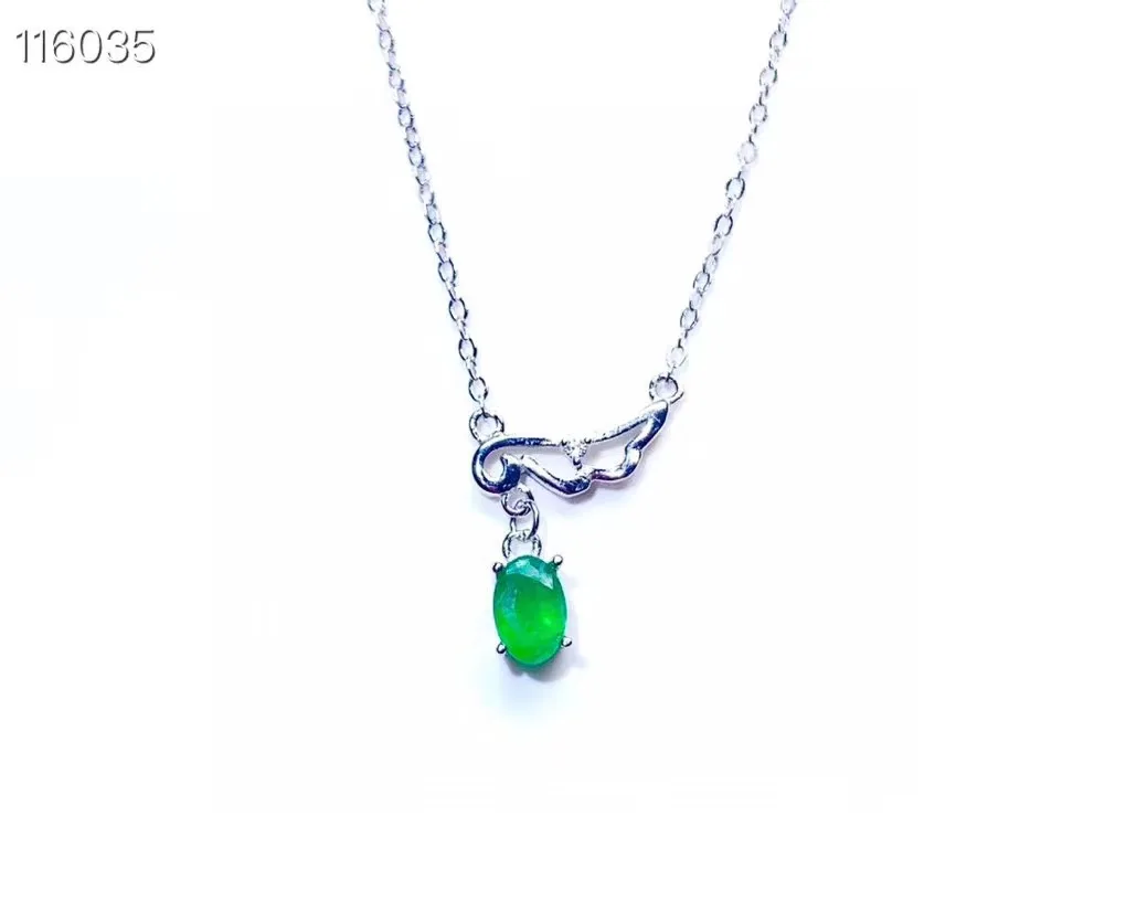 Alami dan Nyata Emerald Kalung Liontin 