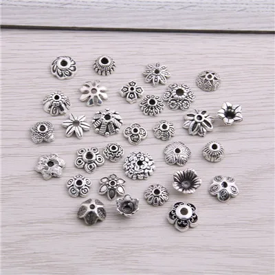 Antique Silver Сладкий колокольчик 120 шт смешанный маленький размер случайный 20-30 стиль два цвета сосуд полые DIY разделенные ювелирные изделия аксессуары Подвески для ювелирных изделий - Окраска металла: Antique Silver