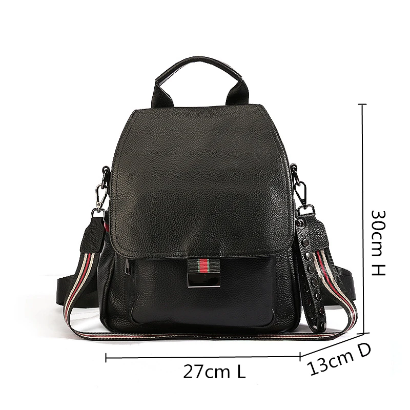 Nesitu High Quality New Vintage Fashion Black 100% Genuine Leather Women Backpack for Girl Female Lady Shoulder Bags M9096