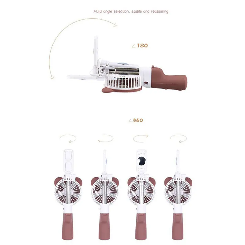 Коричневые мини Usb ручные селфи палки с перезаряжаемым вентилятором воздушного охлаждения для путешествий дома студенческого общежития