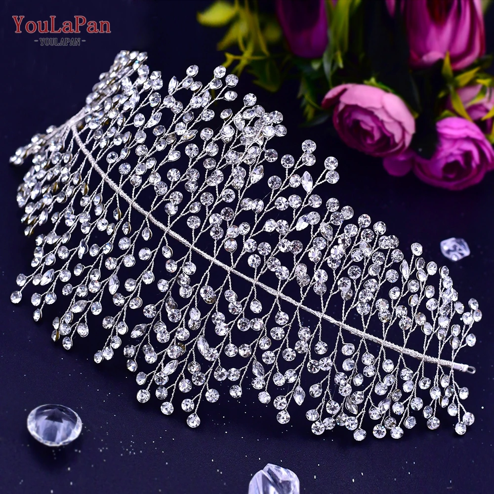 TOPQUEEN HP258 Luxury Crystal Wedding Headband Handmade Rhinestone Bridal Headpieces Wedding Hair Jewelry Headband Accessories