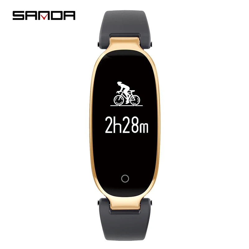 Black Gold SANDA S3 Смарт Музыка для переключения наручные часы девушки платье часы женские ювелирные изделия монитор сердечного ритма Bluetooth для IPhone huawei samsung - Цвет: Black Gold
