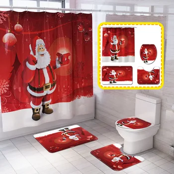 

Christmas Shower Curtain Waterproof Shower Curtains High Definition Digital Printing Polyester Bathroom Shower Curtain Suit