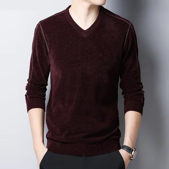 

2020 New autumn winter sweater Men V-neck long sleeve loose warm sweaters 1943