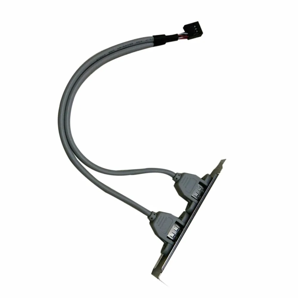 2PCS PC Case Internal 9Pin To USB Female Baffle Bit Line Dual USB 2 0 Female 3