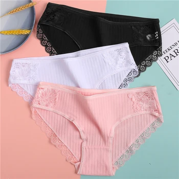 

Cotton Solid Color Girl Briefs Lace Women Underwear Sexy Lingerie Female Underwear Comfortable Breathable 6Colors Size M-XL