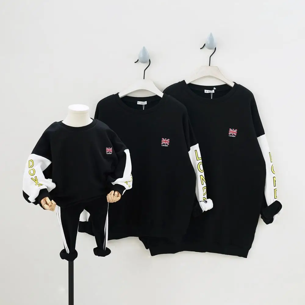 Одинаковые комплекты для семьи с английским флагом, толстовка с длинными рукавами в стиле пэчворк в стиле «Лондон», футболки для всей семьи, детские толстовки