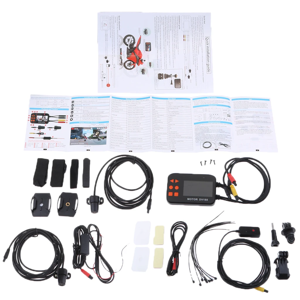 1 Set DV188 Action Camera Motorcycle FHD 1080P DVR Camcorder 2.7 Inch LCD Video Recorder 130° 2 Waterproof Camera Multi-language