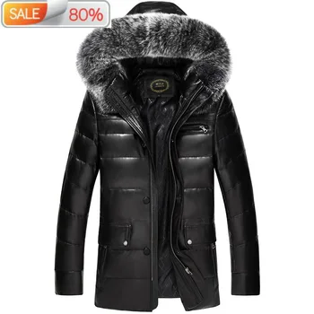 

Genuine Leather Men Winter Down Jacket Big Fur Collar Mens Sheepskin Coat Jackets Hombre MC16C601 B21152