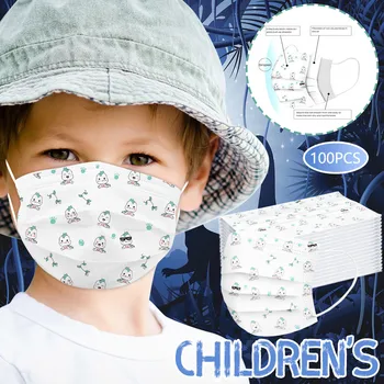 

50/100 PCS Children's Cartoon Breathable MaskDesechable Three-Layer Protective Face Mouth Cover face mask fashion For Kids #G