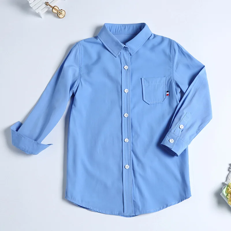 

2019 Spring Clothing CHILDREN'S Shirt Korean-style Casual Solid Color BOY'S Shirt Fold-down Collar Long Sleeve CHILDREN'S Shirt