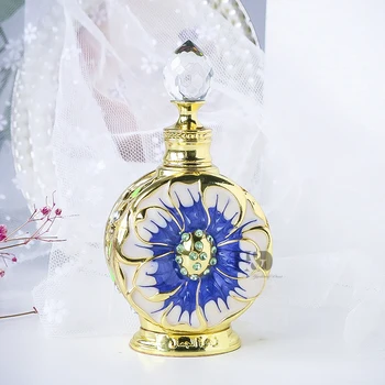 

H&D Rose Box Egyptian Decorative Empty Blue Flower Perfume Bottles Gift Refillable Retro Fragrance Mini Bottles Home Decorative