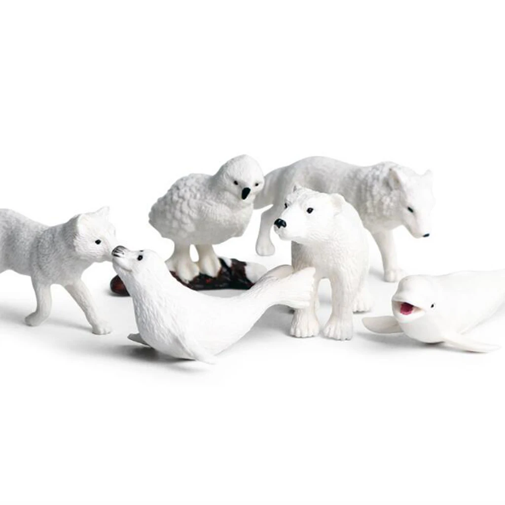Arctic Animal Figurines, 6Pcs Polar Bear Sea Dog Animal Figurine DIY Miniature Fairy Garden Plant Decor