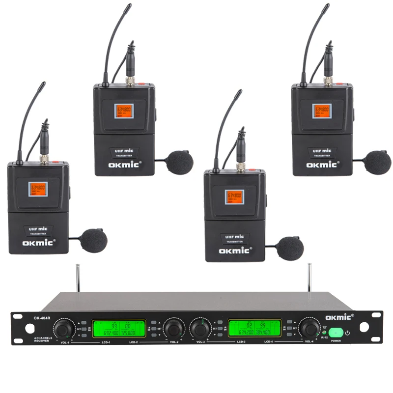 Дешевая Высококачественная Профессиональная UHF/PLL 4 Канала Беспроводная микрофонная система для KTV домашняя развлекательная сценическая Конференц-система - Цвет: US Power plug