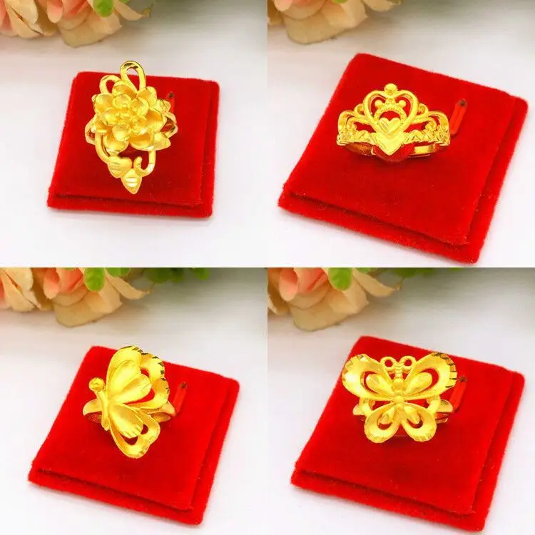 

Vietnam Shahin butterfly flower ring female Euro copper gold plated fashion jewelry lover gift