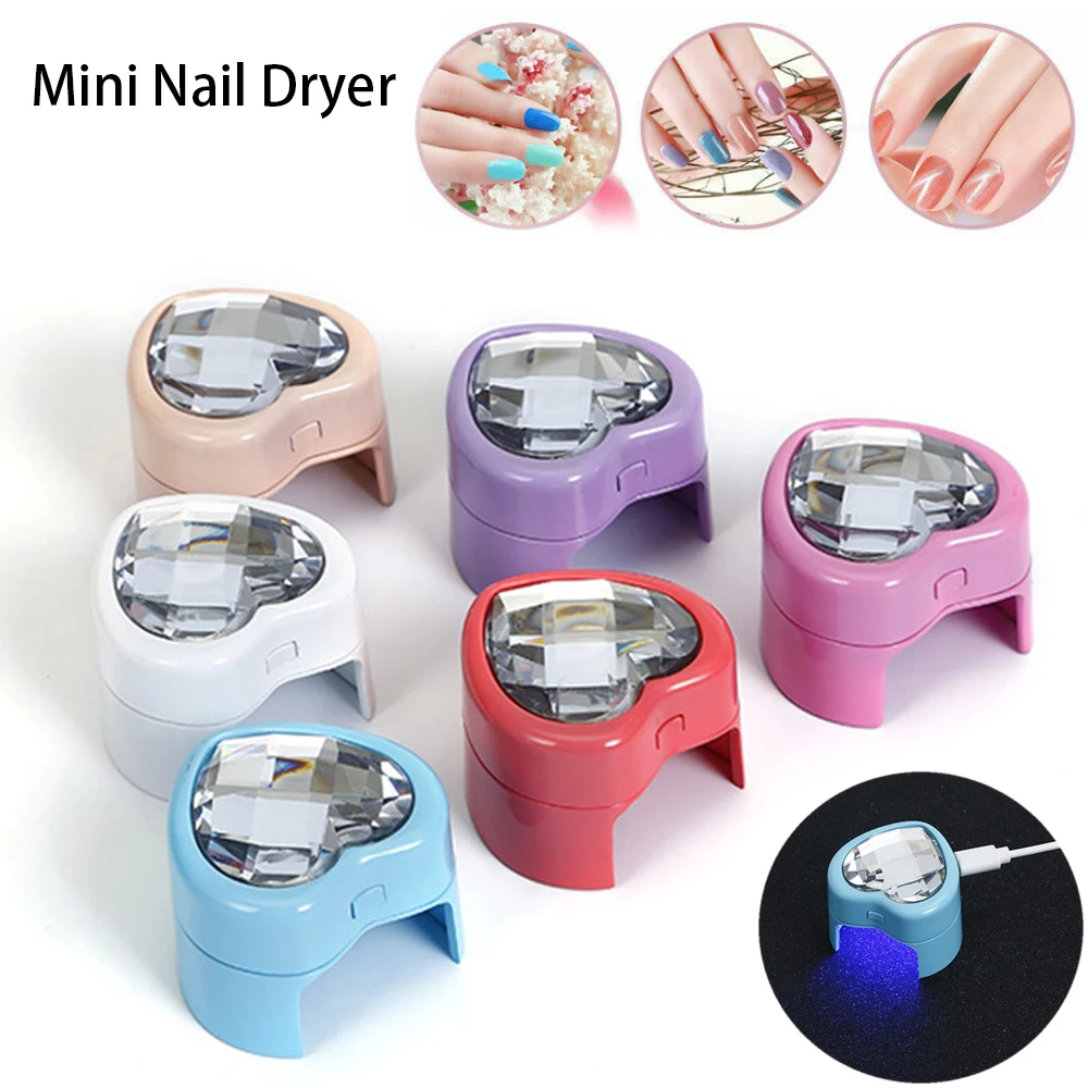 3W Мини Алмазная УФ светодиодная лампа для сушки ногтей в форме сердца USB УФ-лампа для ногтей машина для отверждения фототерапии инструменты для дизайна ногтей