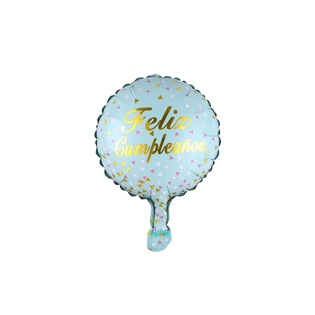 10pcs/lot 10inch Feliz Cumpleanos Spanish Happy Birthday Balloons Round Mylar Helium Balloon Happy Birthday Party Air Globos 8