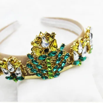 

BOHO Bridal Princess Crown Headband Crystal Tiaras and Crowns HairBand Color Rhinestone Wedding Hair Accessories Jewelry luxury