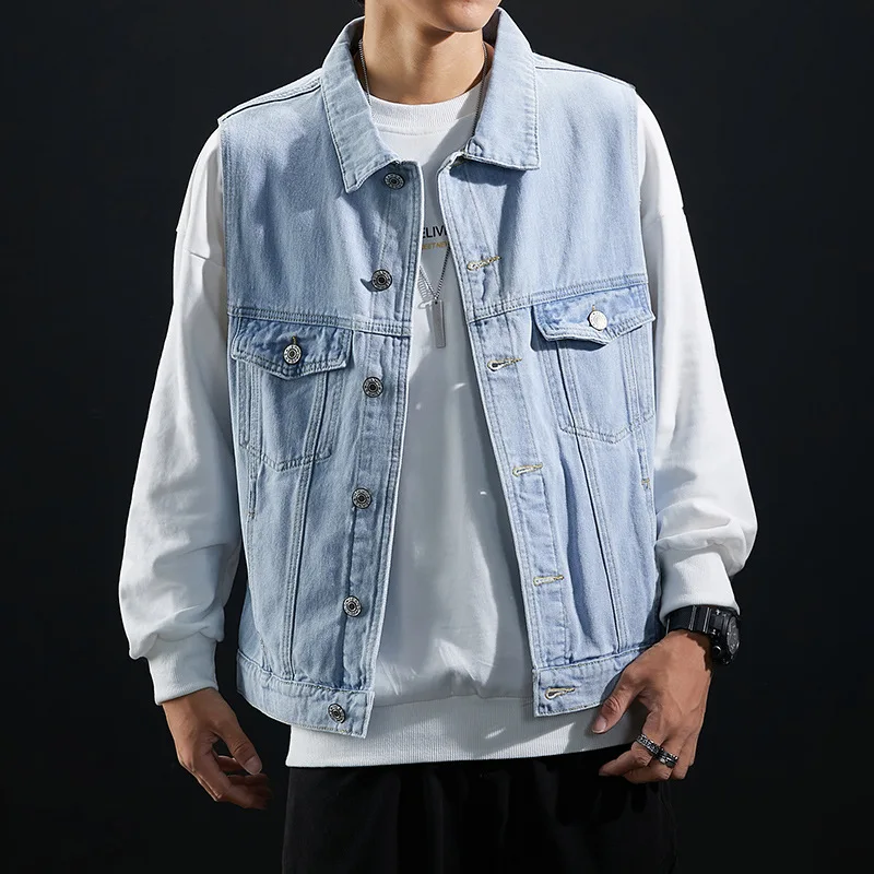 

Мужской весенний Повседневный однотонный Простой Модный джинсовый жилет COO 2023