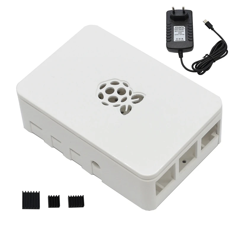 Для Raspberry Pi ABS чехол Корпус коробка V4 с радиатором+ 5 V/3a Питание для Raspberry Pi 4B