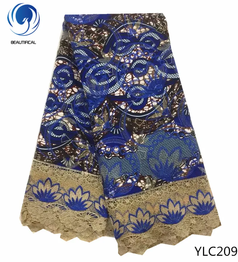 Красивые африканские кружевные ткани новая вышивка высокое качество хлопок воск смешанные цвета многоцветные ткани кружева воск YLC208-214 - Цвет: YLC209