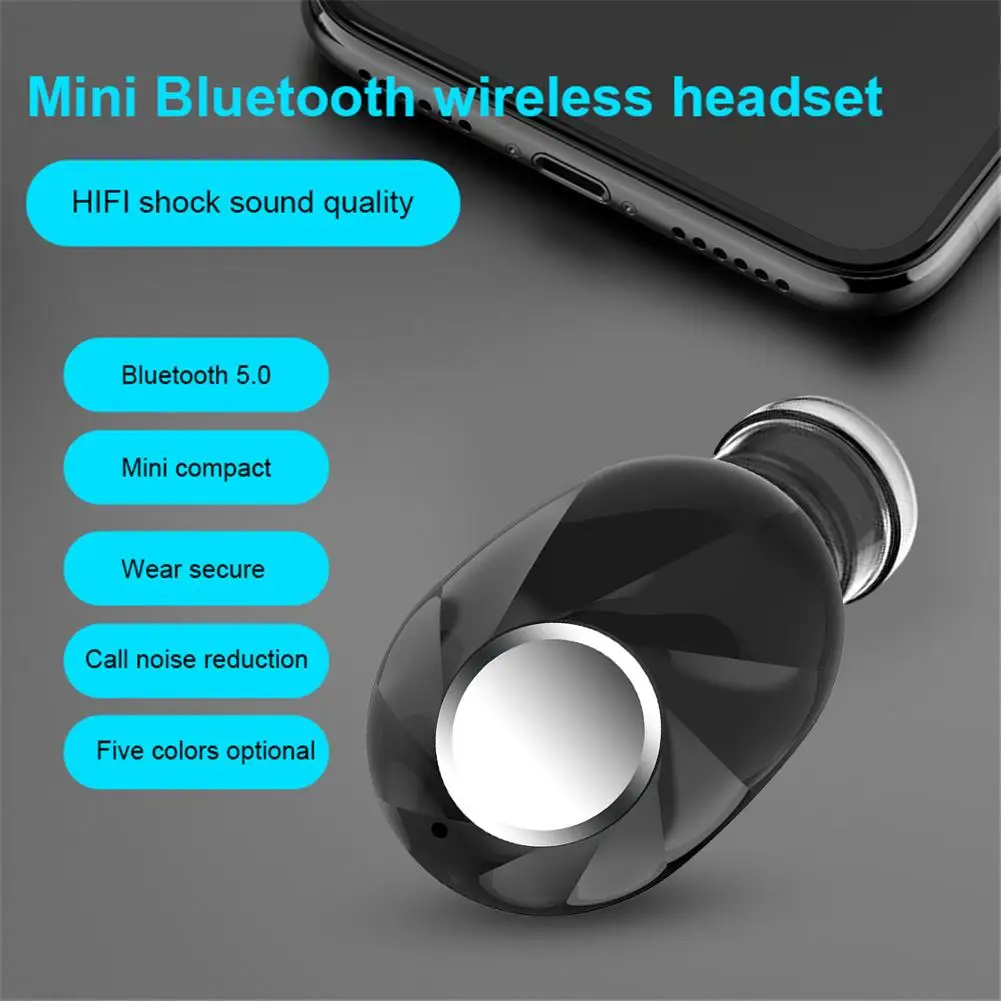 

Mini Wireless Bluetooth Earphone V5.0 Stereo In Ear Headset With Mic Sports Running Earphones For Samsung Huawei Xiaomi Android