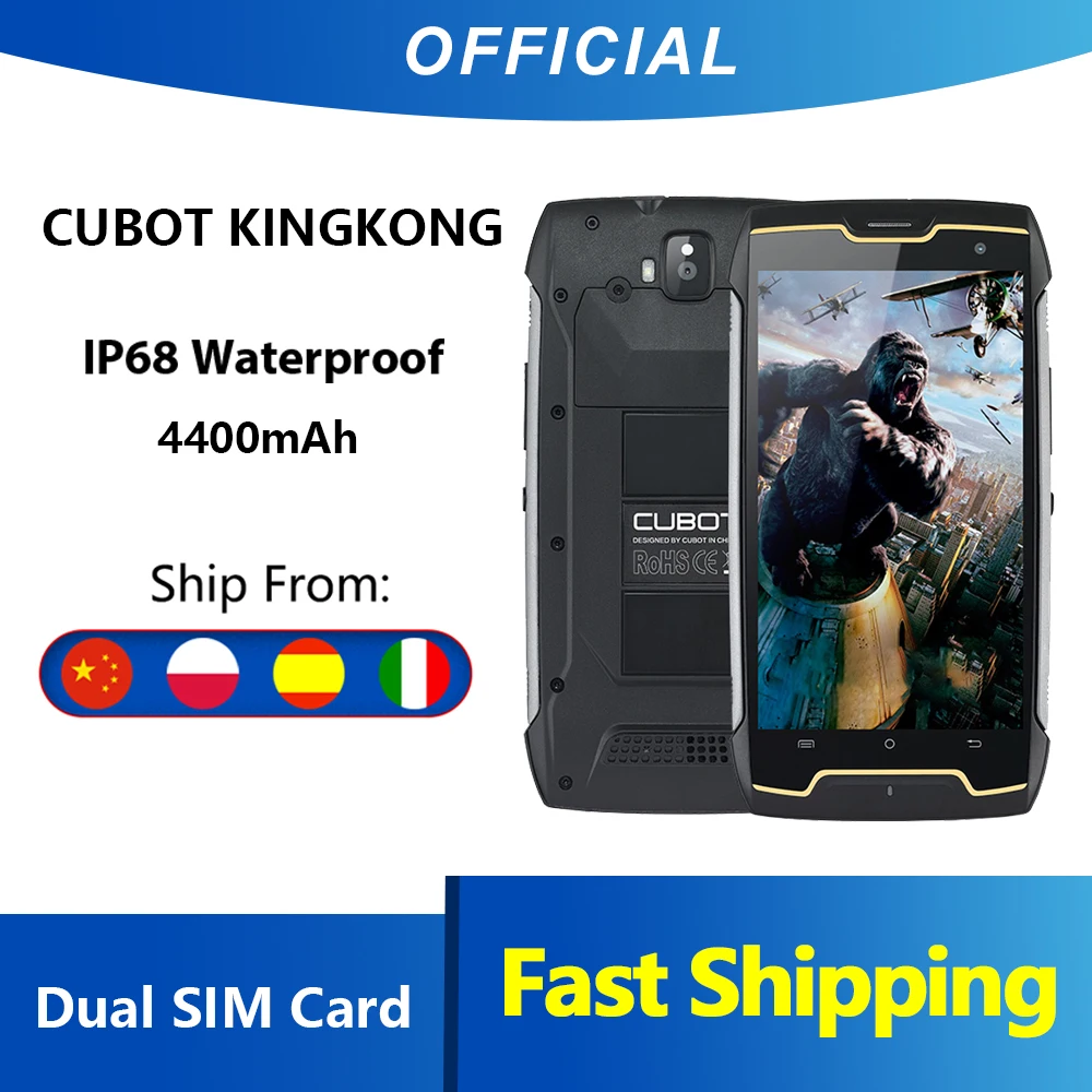 Cubot KingKong IP68 водонепроницаемый прочный смартфон 4400 мАч с большой батареей 3G двумя