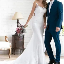 Сексуальное кружевное свадебное платье Русалка с открытой спиной и уникальной кружевной аппликацией, Новое поступление, свадебные платья