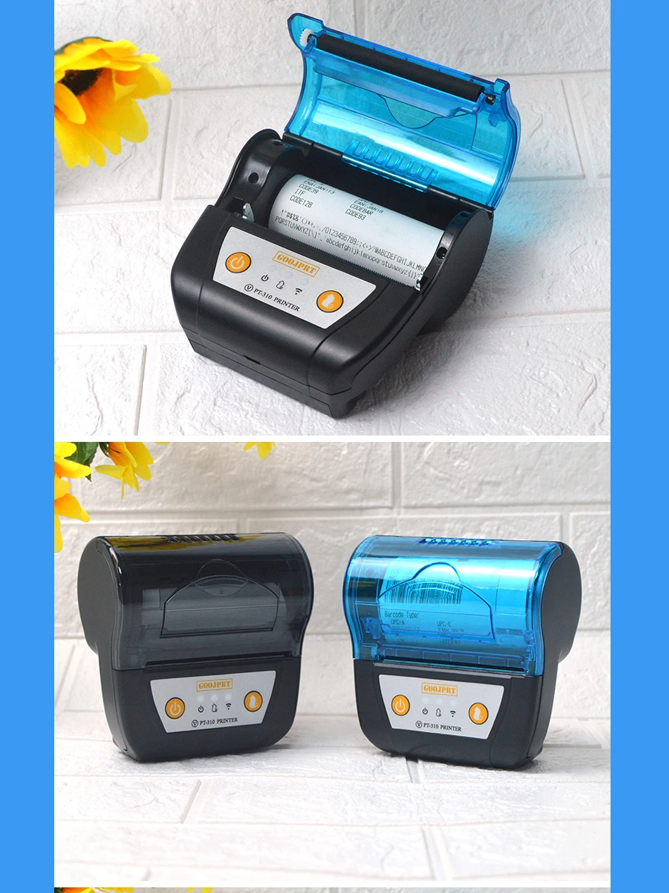 3 Inch 80mm Thermal Receipt Printer inkness Printing Bluetooth Wireless Connected Mini Thermal Printer Phone and Computer instant photo printer