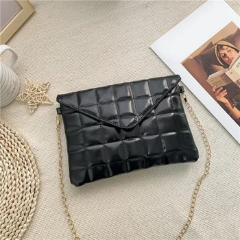

Retro PU Leather Crossbody Bag Ladies Lattice Pattern Solid Color Square Bags Chain Shoulder Handbags For Women 2020 Trend Pouch