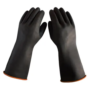 

Heavy Duty Industrial Safety Work Long Gauntlets Thicken Latex Oil Gardening Protective Household Black Chemical Gloves Alkali