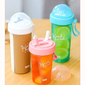 

Large Capacity Water Bottle with Straw Sports Portable Water Bottle Carabiner for Girls Travel Drinkware Pink Soda Bottle HH50SP
