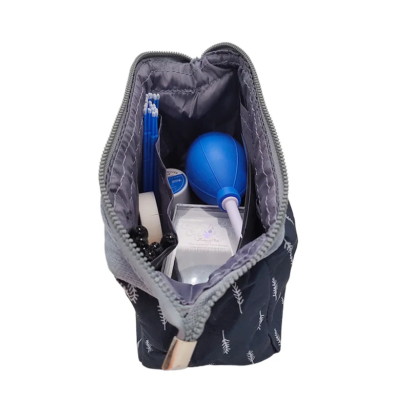 Cosmetic bag for eyelash extension High density strap PU-foamcoating Waterproof material black blue Travel bag