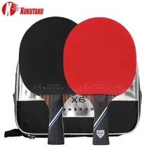 (2pcs) KOKUTAKU Six-star Table Tennis Racket Set with Long Handle and Short Handle IFA Professional Star Table Tennis Racket