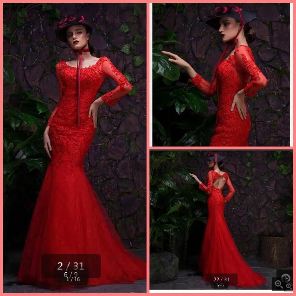 Vestido De Festa 2020 Красное Кружевное фатиновое платье для выпускного вечера с бусинами