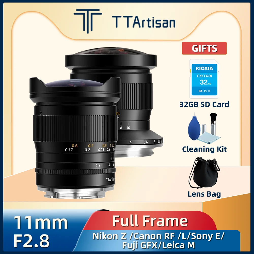 Объектив рыбий глаз TTArtisan 11 мм F2.8 для Sony FE Nikon Z Canon R EOSR Leica Sigma Lumix L Fuji GFX | Электроника