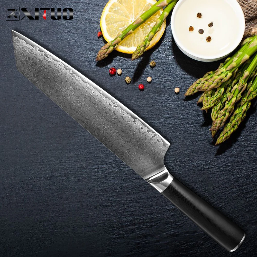 XITUO нож шеф повара из дамасской стали профессиональный японский Kiritsuke Gyuto