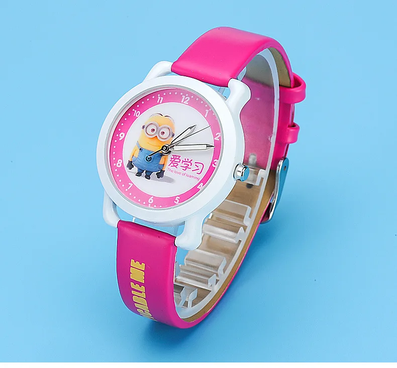 Новые модные детские часы с миньонами, милые кварцевые часы для девочек, подарок для детей, наручные часы для мальчиков, reloj infantil - Цвет: Красный