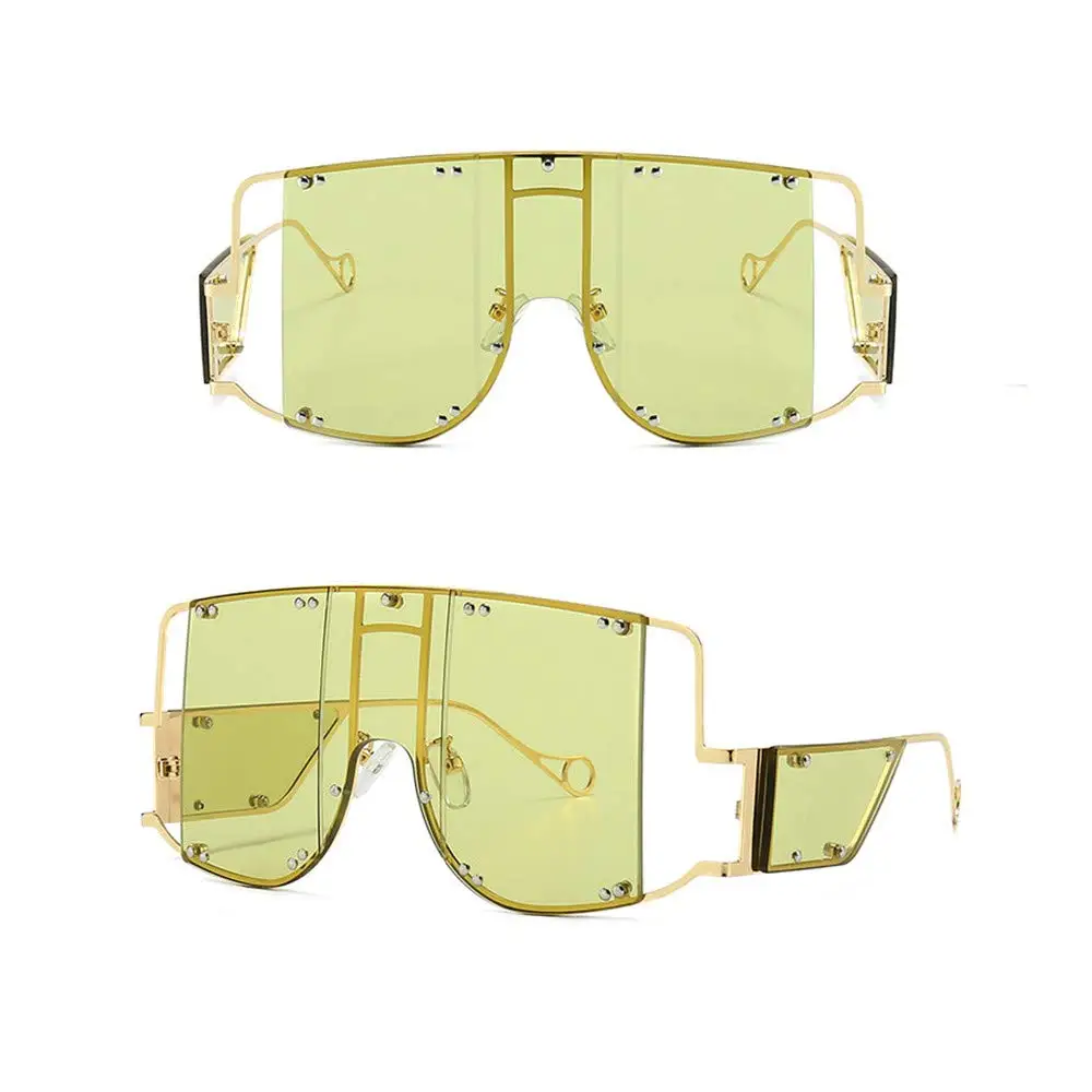 Роскошная брендовая дизайнерская металлическая рамка солнцезащитные очки для мужчин и женщин для вождения классические квадратные солнцезащитные очки мужские футуристические очки UV400 NX - Цвет линз: green