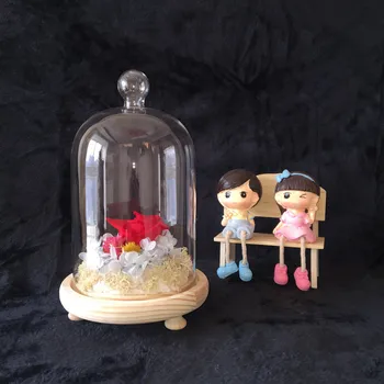 

Free Shipping 12*18cm Log Base Glass Dome Vase Home Decoration Diameter=12cm Height=18cm Glass Cover Wedding Favor Gift