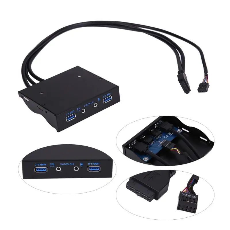  3.5 in Audio Pannello Frontale HD Audio Del Computer Connettore Splitter Adapter 4 Porte 20Pin per 