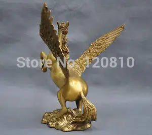 8 ''китайские из чистой бронзы Крылатый Пегас Статуя|Статуи и скульптуры| |