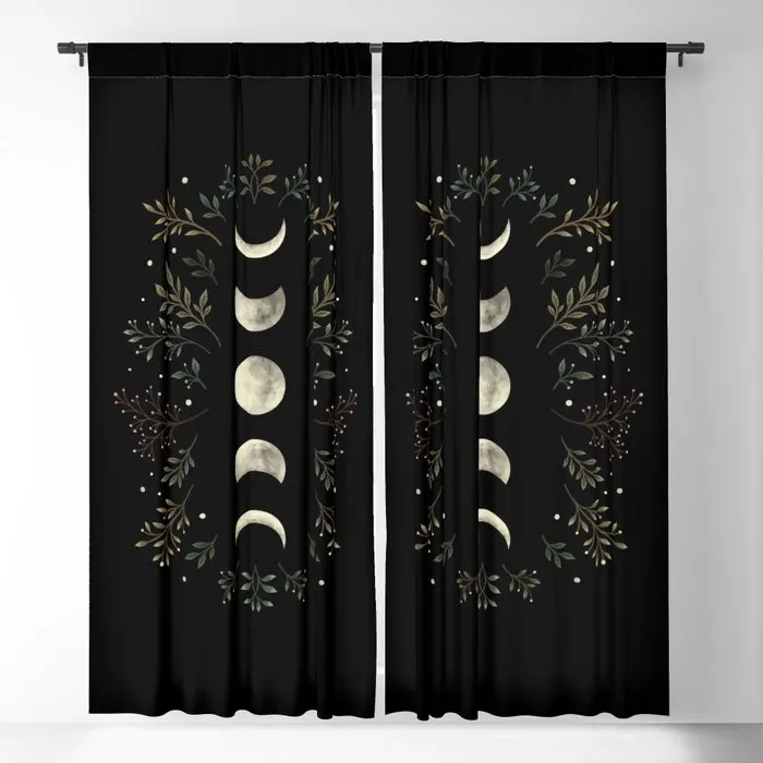 Moonlight Garden - Olive Green Blackout Curtains 3D Print Window For Bedroom Living Room Decor Treatments | Дом и сад