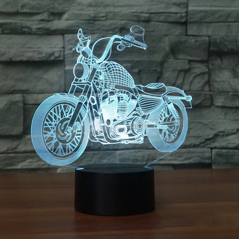 Motorcycle Acrylic 3d Hologram Lamp 7 Color Change Night Light Touch Remote Control Switch Led Usb Desk Atmosphere Table Lamps Aliexpress 
