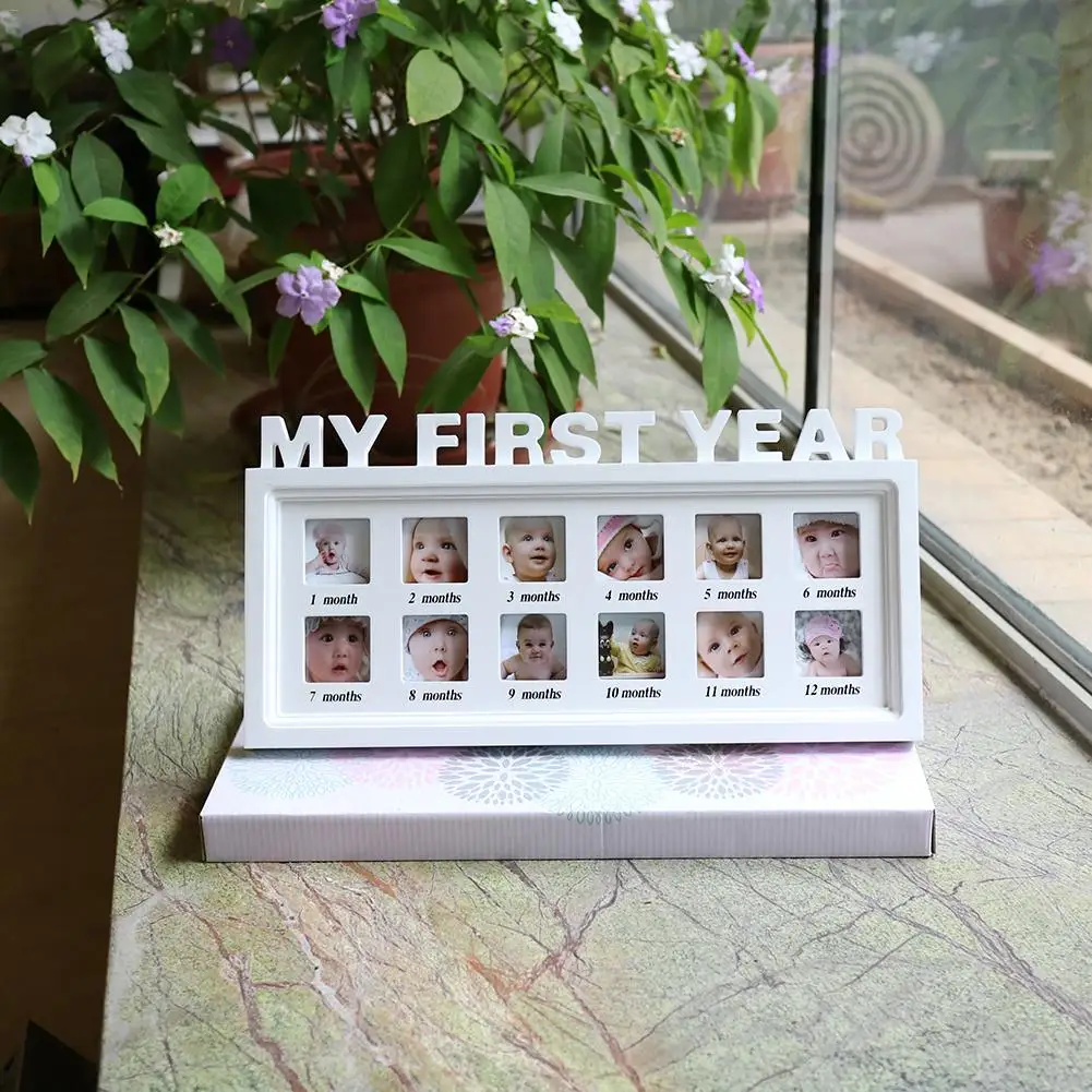 Инновационный детский памятный альбом детский альбом фоторамка 12 месяцев рост Пылезащитная деревянная рамка для настенного подвесного