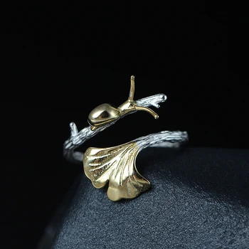 

HUDIESHUO Vintage Snails Ring Retro 925 Sterling Silver Adjustable Size Silver Rings for Women